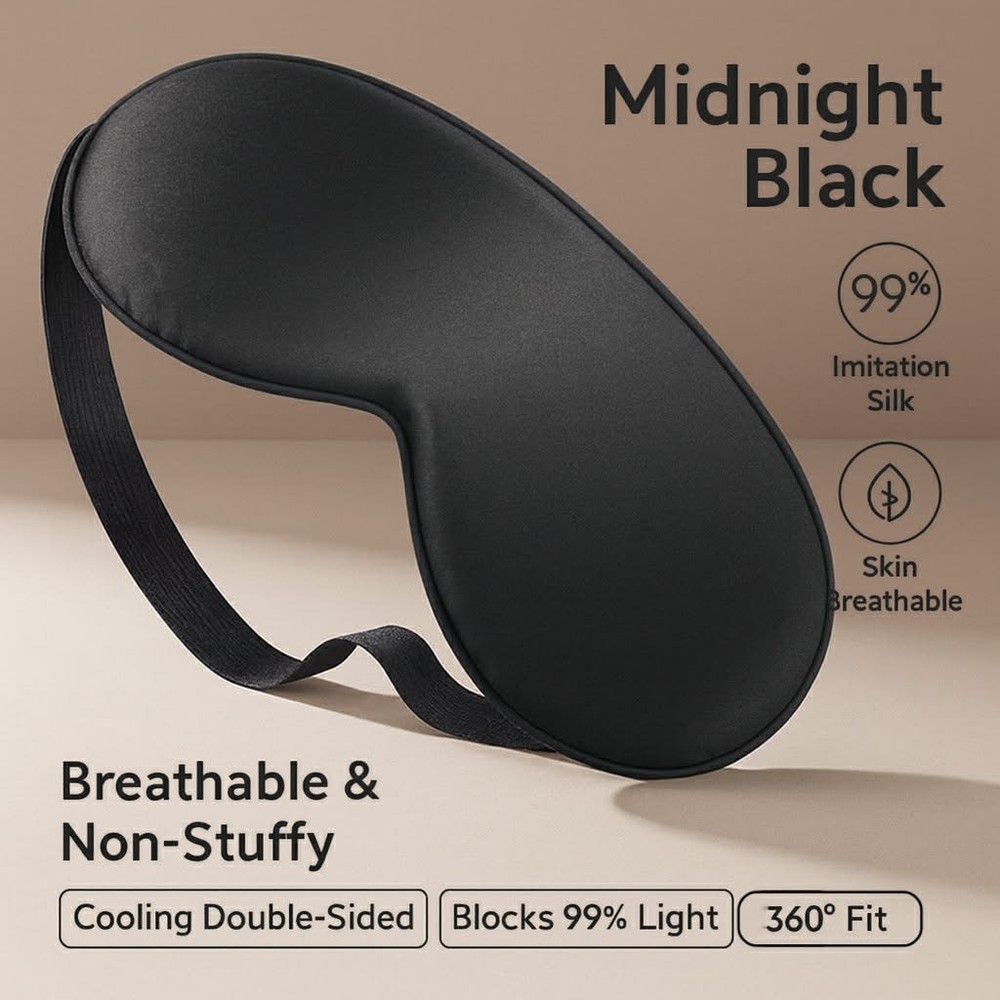 2PCES Silk Sleep Mask for Sleeping, Soft Adjustable Blindfold, Light Blocking