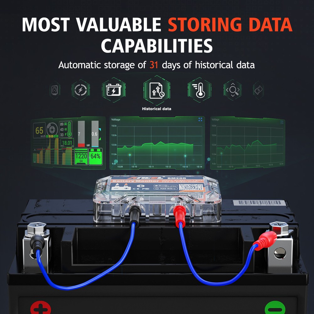 ANCEL BM200 12V Auto Battery Load Tester Bluetooth Cranking Charging Analyzer