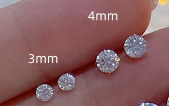 4 Prong Men's Solitaire Stud Earring moissanite Round Push Back stud 925 Silver