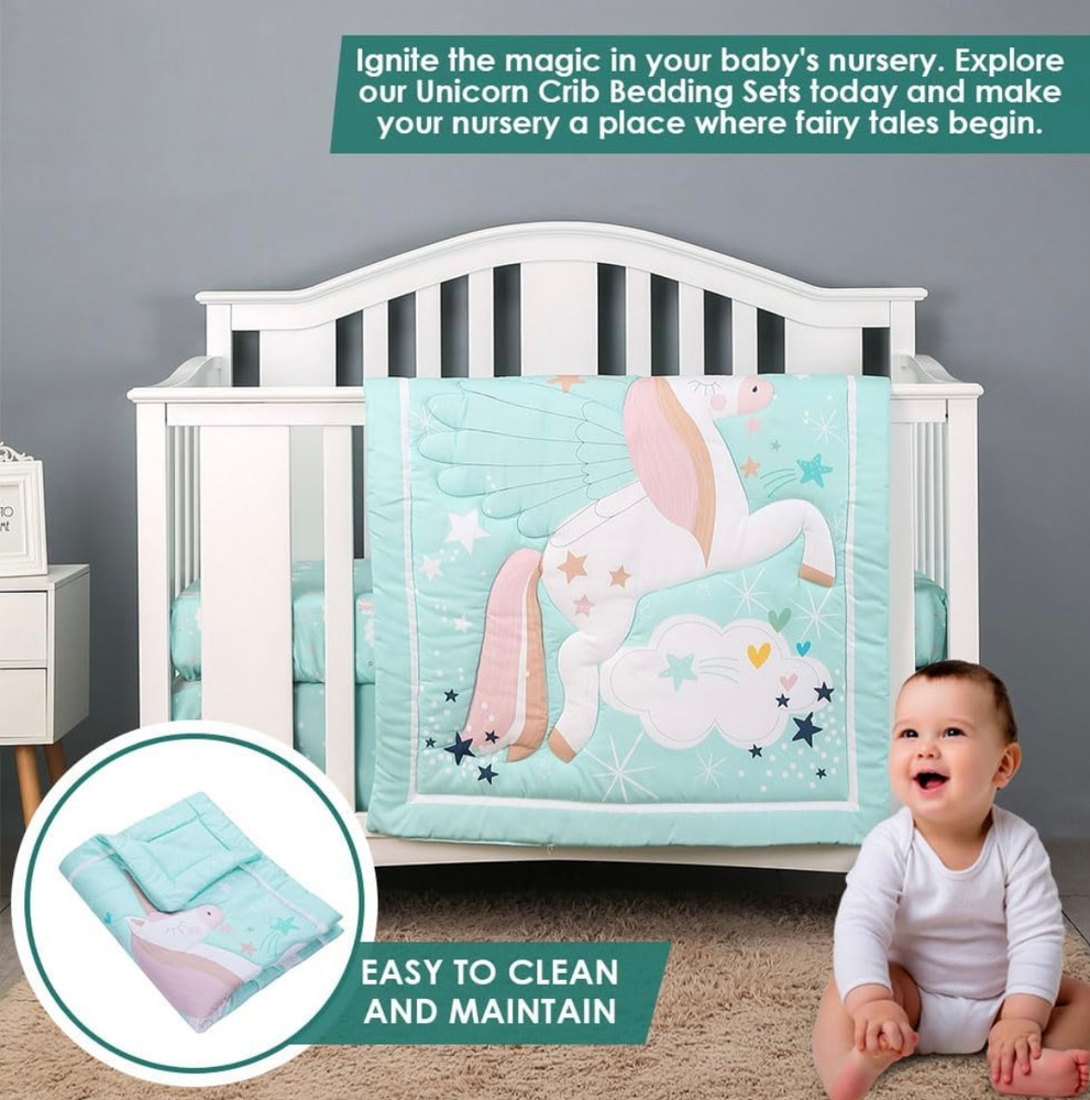Unicorn Crib/Toddler Bed Set