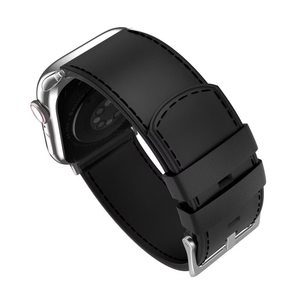 MobyFox Classic Leather Band Genuine Stitching Black