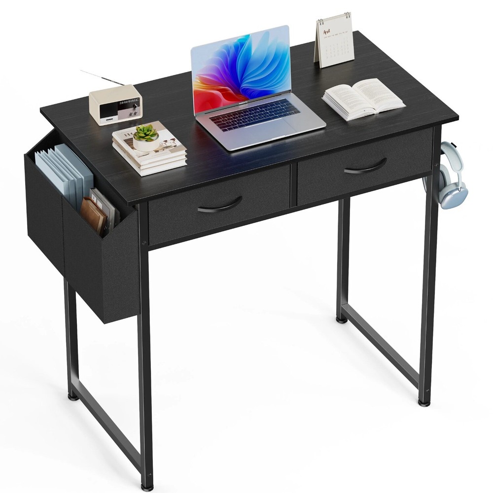 Small Computer Desk for Home Office, 32" Working PC Table with 2 Fabric Drawers