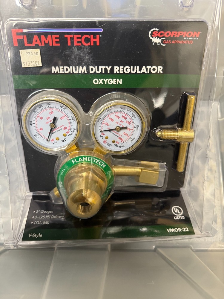 SEALED NEW Flame Tech  VMOR-22 Medium Duty Oxygen Regulator