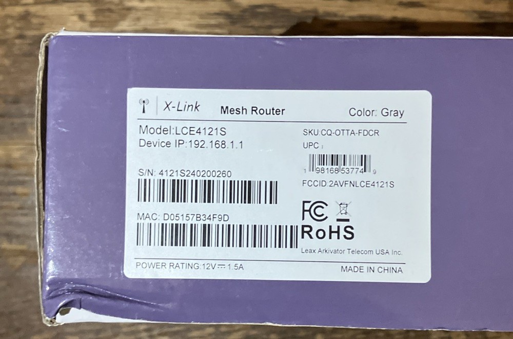 X-LINK MESH ROUTER LCE4121S- Grey- New