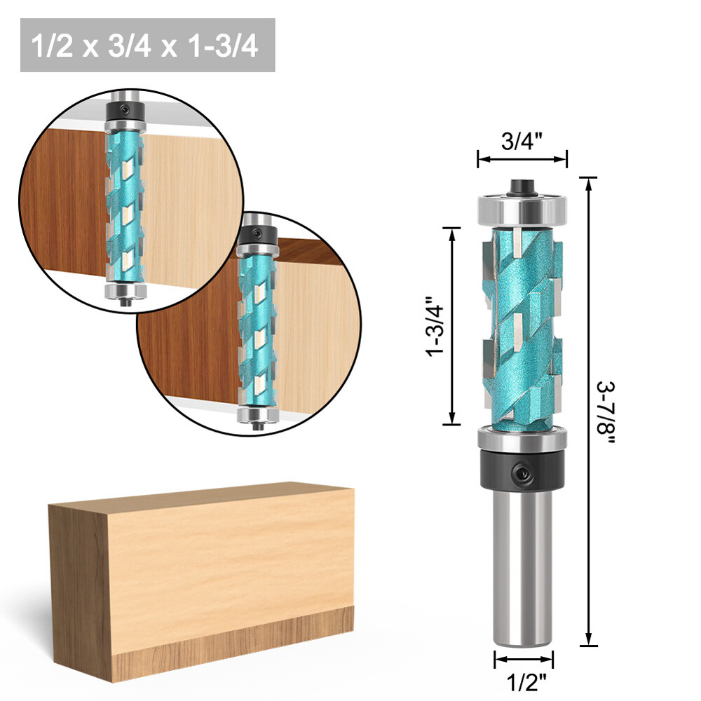 1pc 1/2" Shank Woodworking Flush Trim Solid Carbide Spiral Router Bit Tool