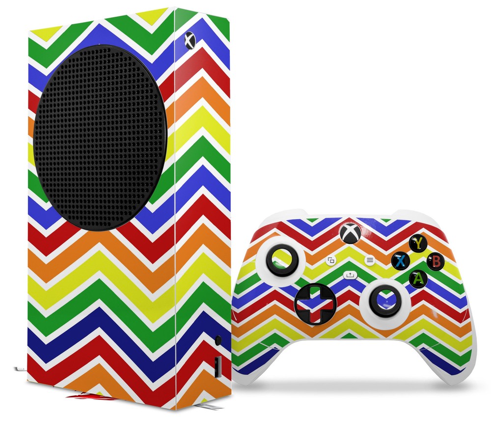 Skin Wrap for XBOX Series S Console Controller Zig Zag Rainbow