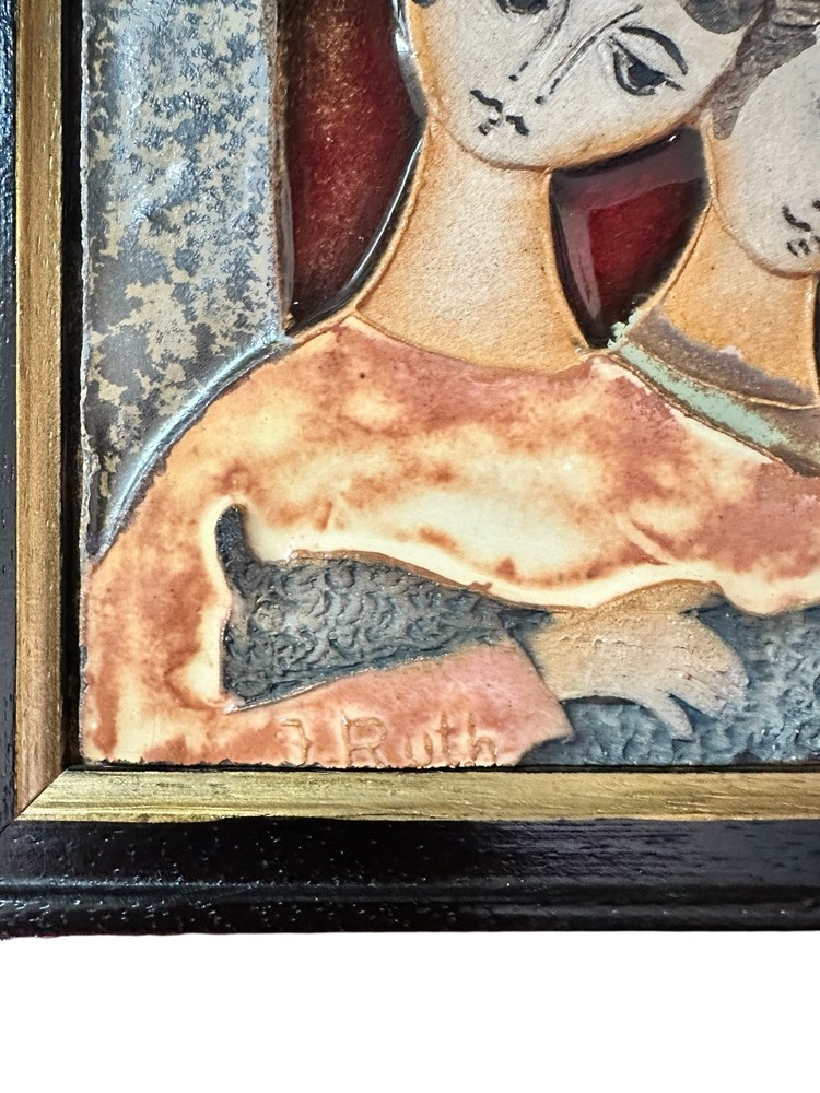 MCM CERAMIC TILE BY RUTH FAKTOR (FACTOR) FRAMED AND ARTIST SIGNED