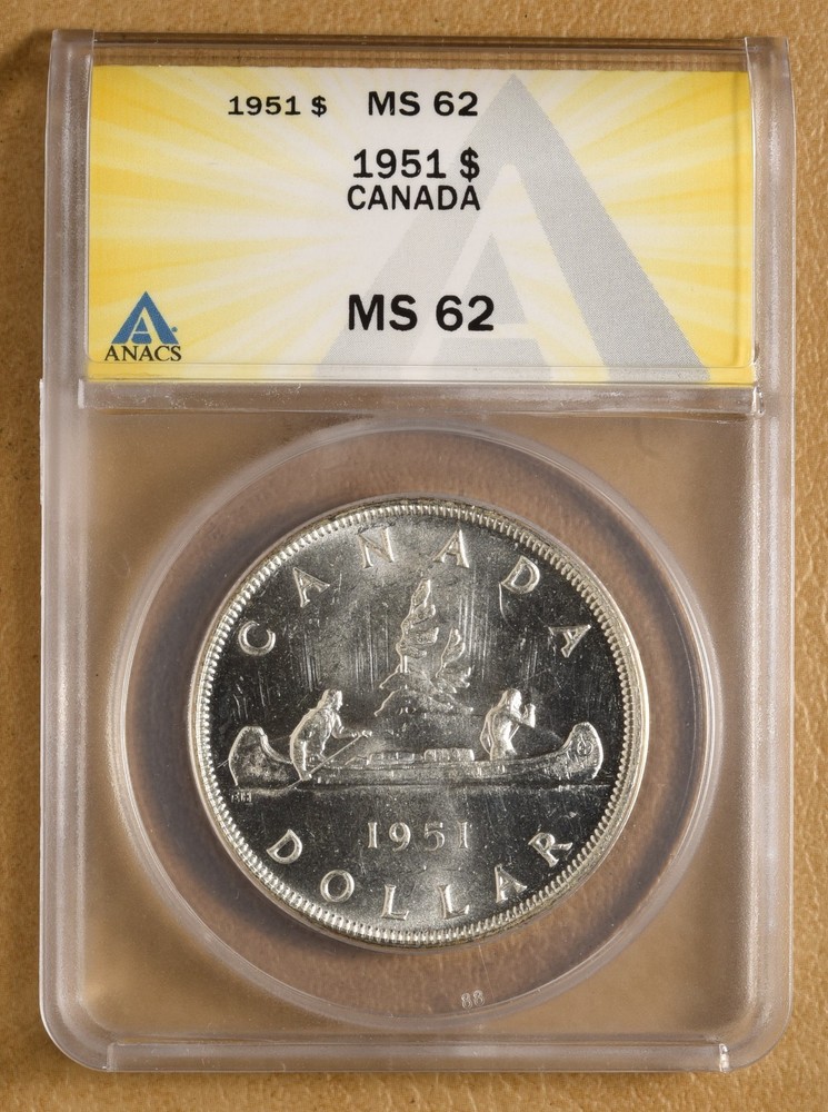 1951 Canada Silver Dollar ANACS MS62