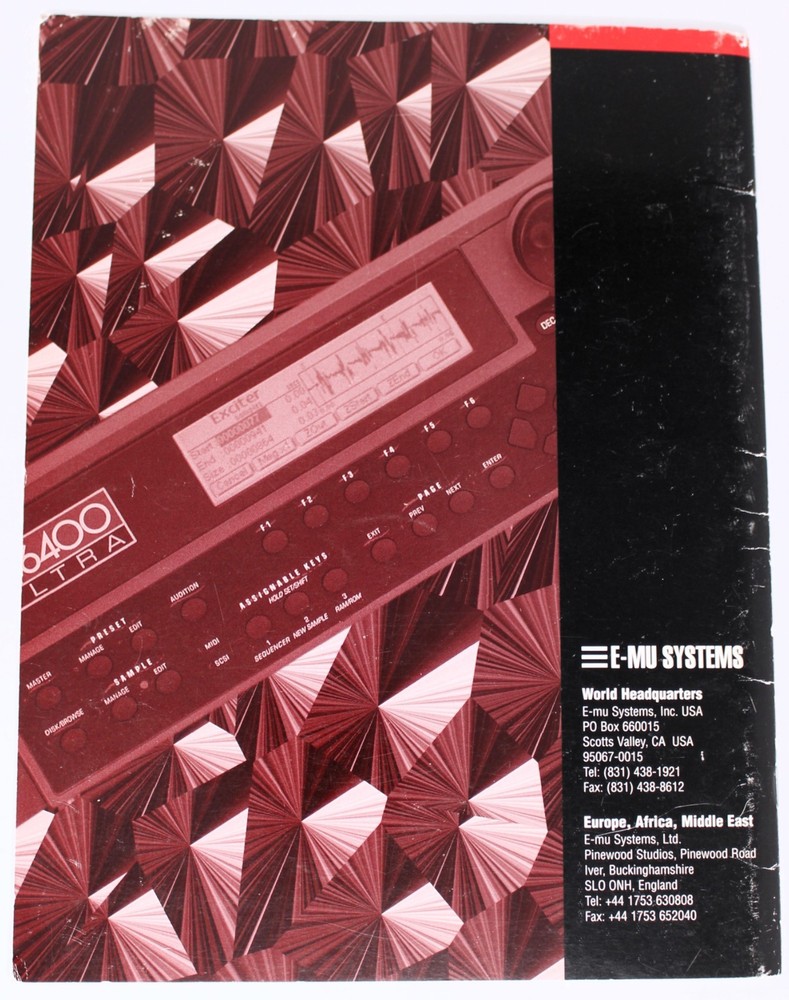 E-mu Systems E6400 Ultra Operation Manual 1990s