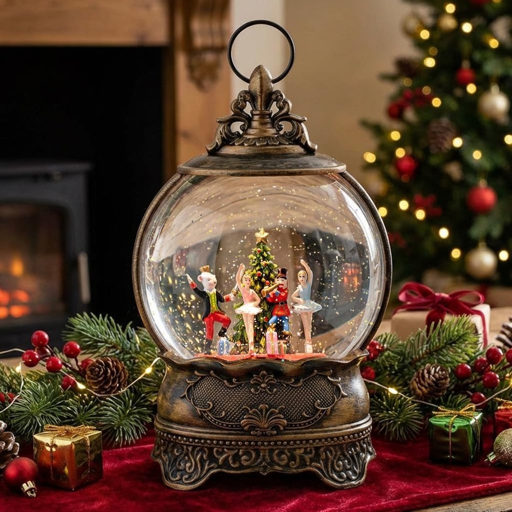 Musical Nutcracker Snow Globe Lantern - Battery & USB Powered Holiday Decor