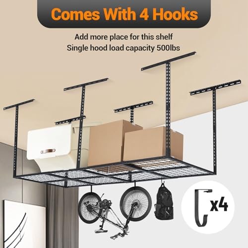 3x8 ft Garage Ceiling Storage Racks, Overhead Garage Storage Rack