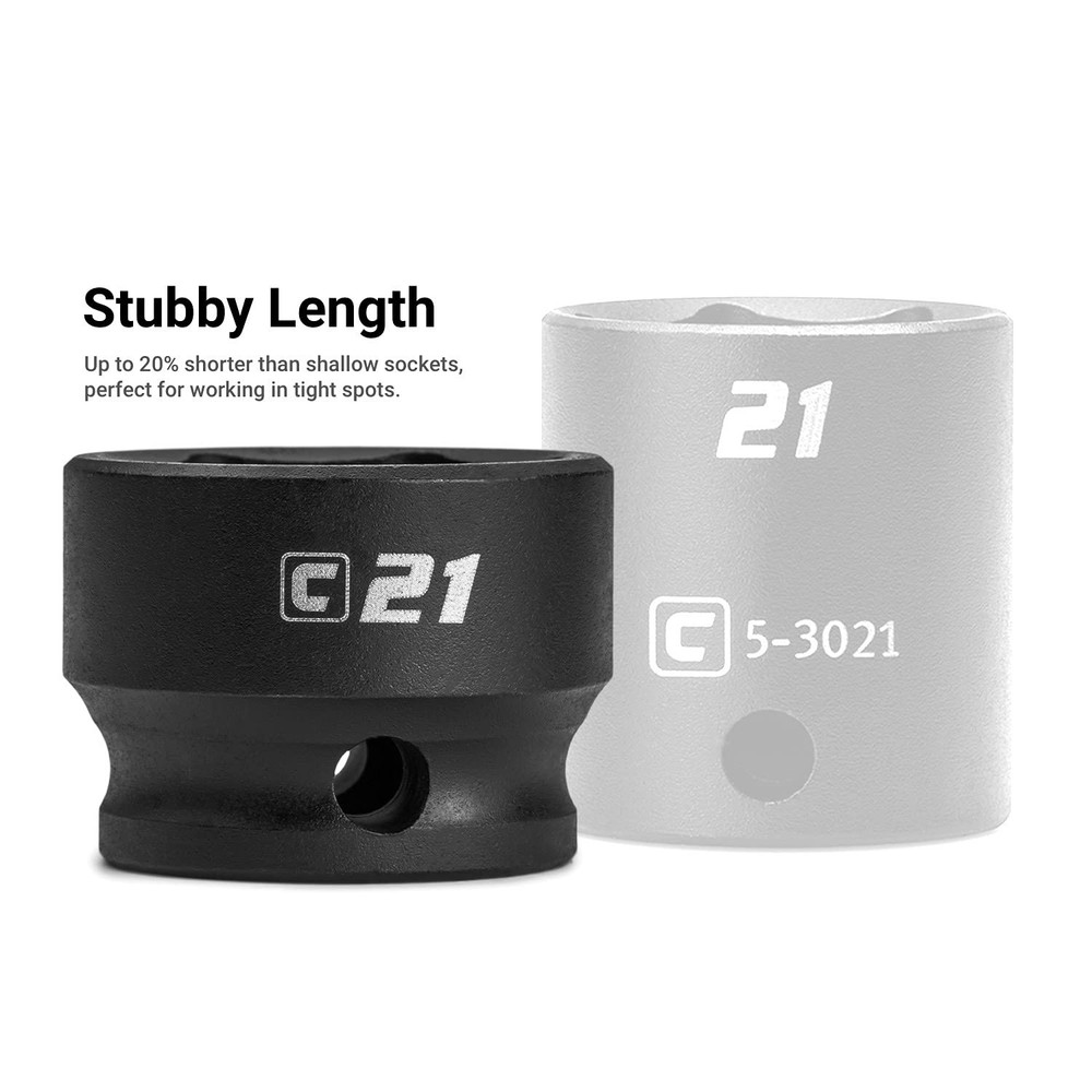Capri Tools 15/16 in. Stubby Impact Socket, 1/2 Drive, 15/16-Inch