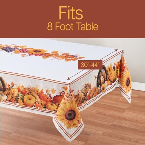 Thanksgiving Tablecloth, (70 x 70" x 120" (Rectangular) Fall Harvest Turkey