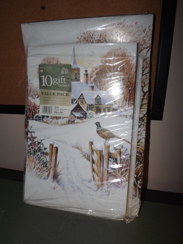 8ea Vintage Holiday Time Value Pack Gift Boxes w/Pheasants - MIP