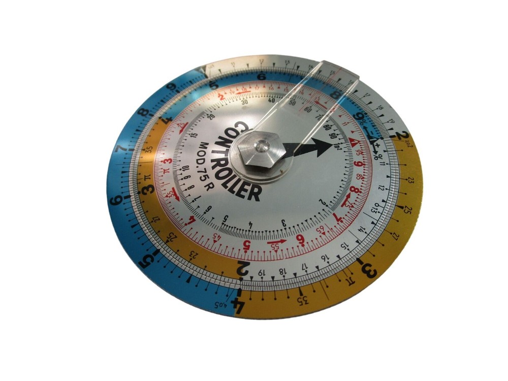 Vintage Controller Mod. 75 R Circular Slide Rule Calculator Tool In Case GUC