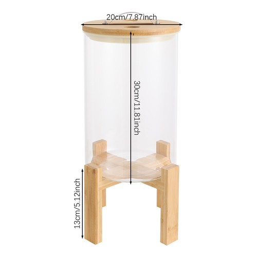 8L Rice Storage Container, Glass Grain Container, Rice Container with Lid& Stand