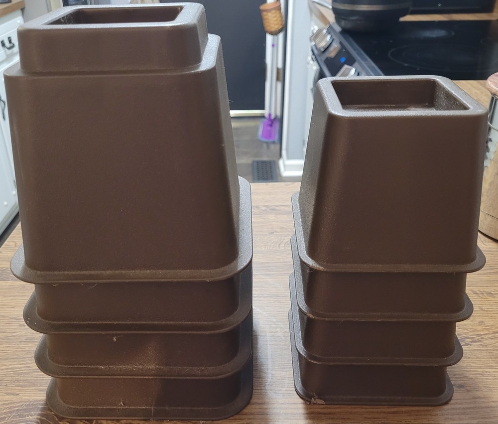 CreativeWare Adjustable Bed Riser System - Small & Large Set (Brown) 8 PC