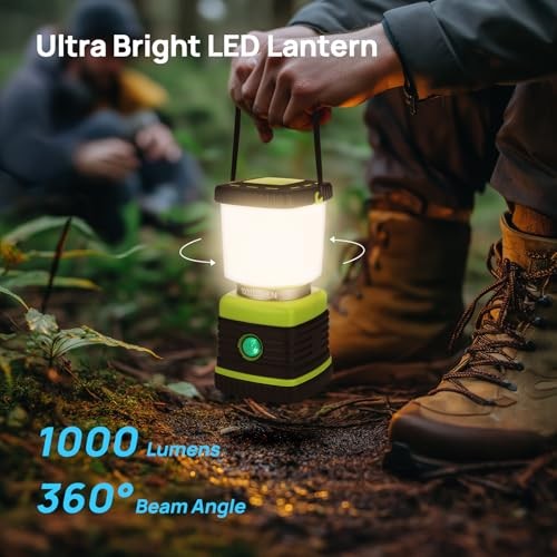LED Camping Lantern, Battery Powered LED Lantern 1 Pack Light Green