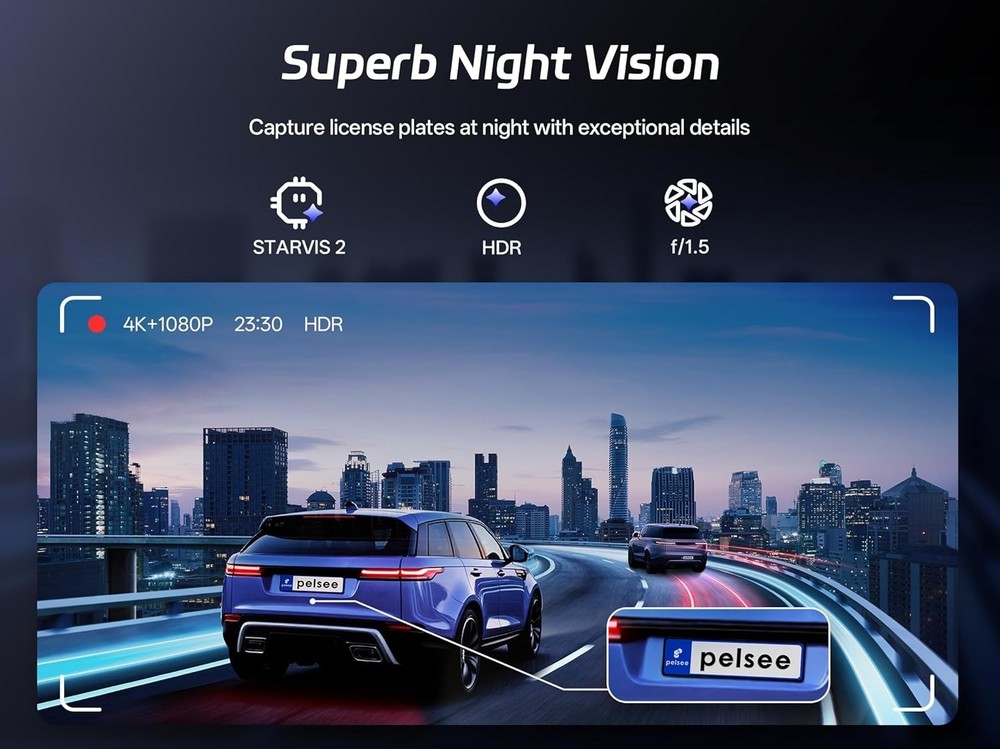 High-Resolution S12 Pro Mirror Dash Cam - Navigation & Voice Control Included