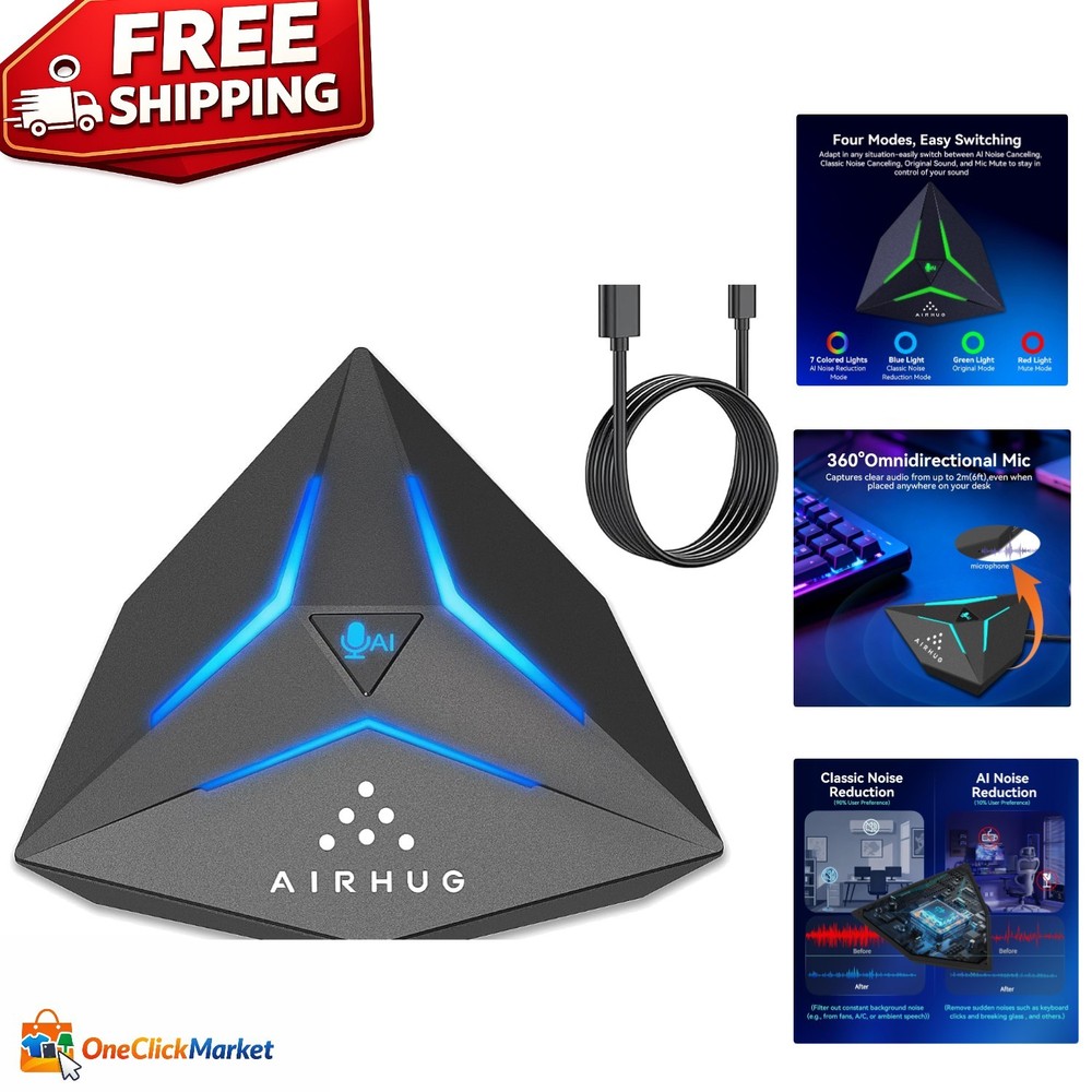 Omnidirectional USB Microphone with 4 Lighting Modes for Video Conferencing