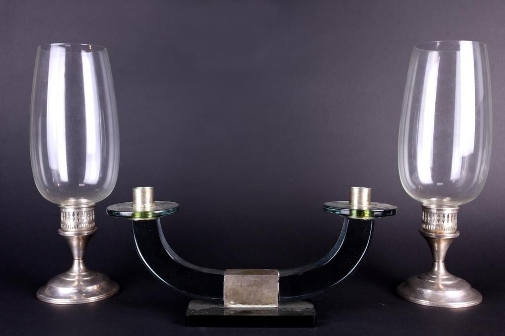PAIR OF SILVER BASED CANDLE HOLDERS