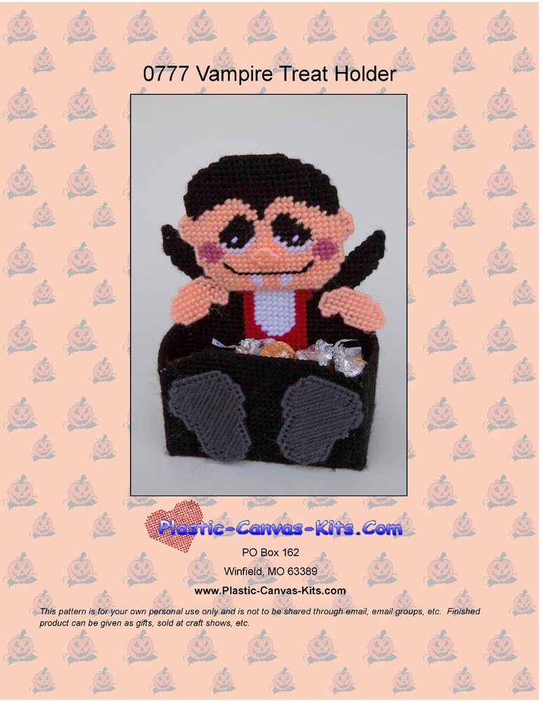 Vampire Treat Holder-Halloween- Plastic Canvas Pattern or Kit