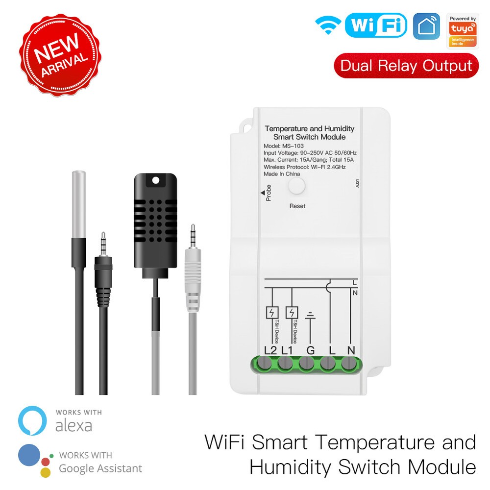 Tuya Smart Wireless WiFi Temperature & Humidity Switch Module Sensor with Probe