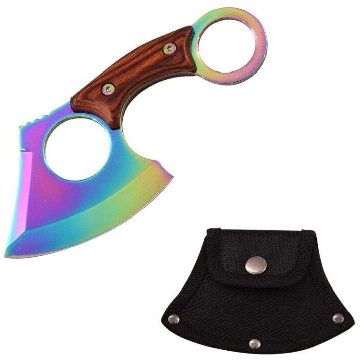 Rainbow  Straight Edge Fixed Blade Cleaver Hunting Axe