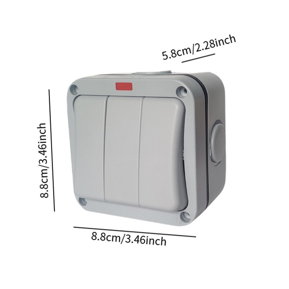 IP66 Waterproof Switch Wall Switch Three Open Design Anti Fall Electrical Switch