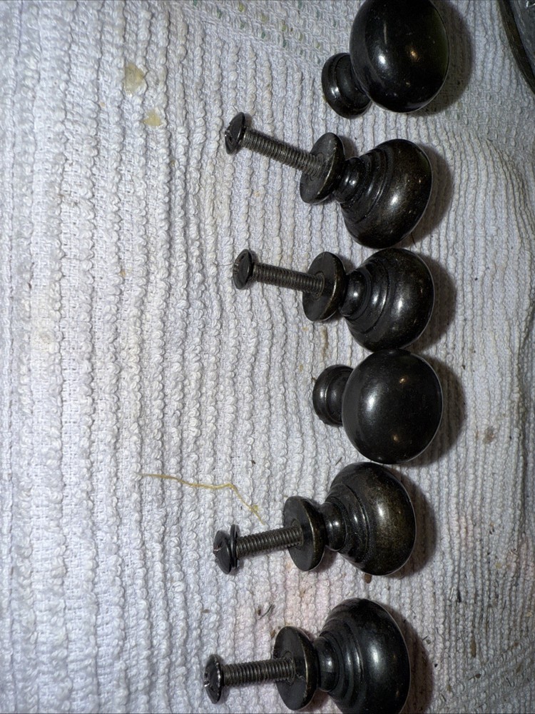 6 Pack of Black Round Knobs- 1” Round