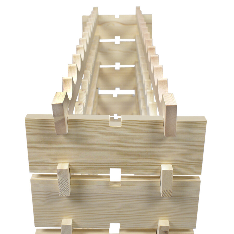 2PCS Wine Rack 72 Bottle Stackable Wine Storage Wood Display Shelf Freestanding