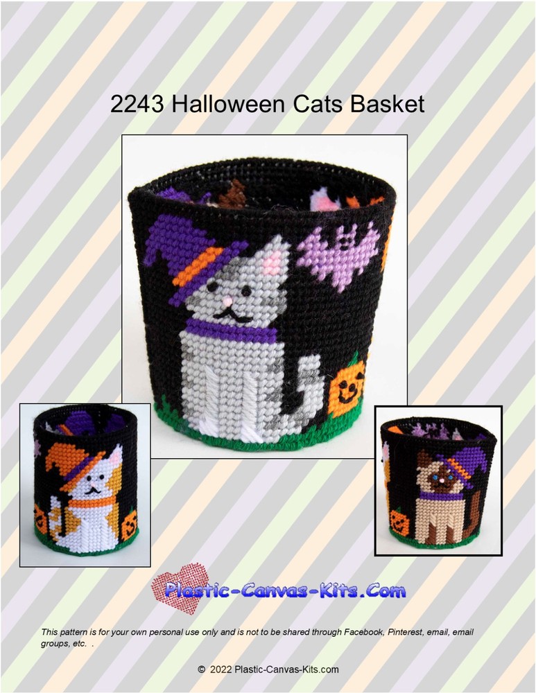Halloween Cats Basket-Plastic Canvas Pattern or Kit