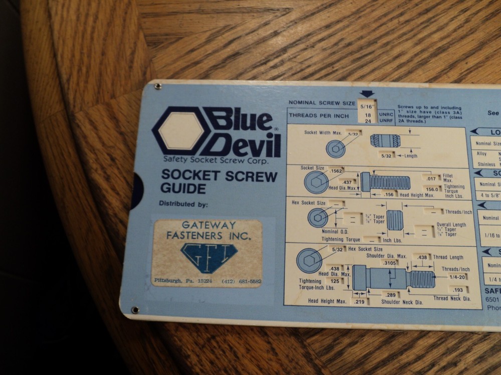 Vintage Blue Devil Safety Socket Screw Guide Calculator Tool 10" Long
