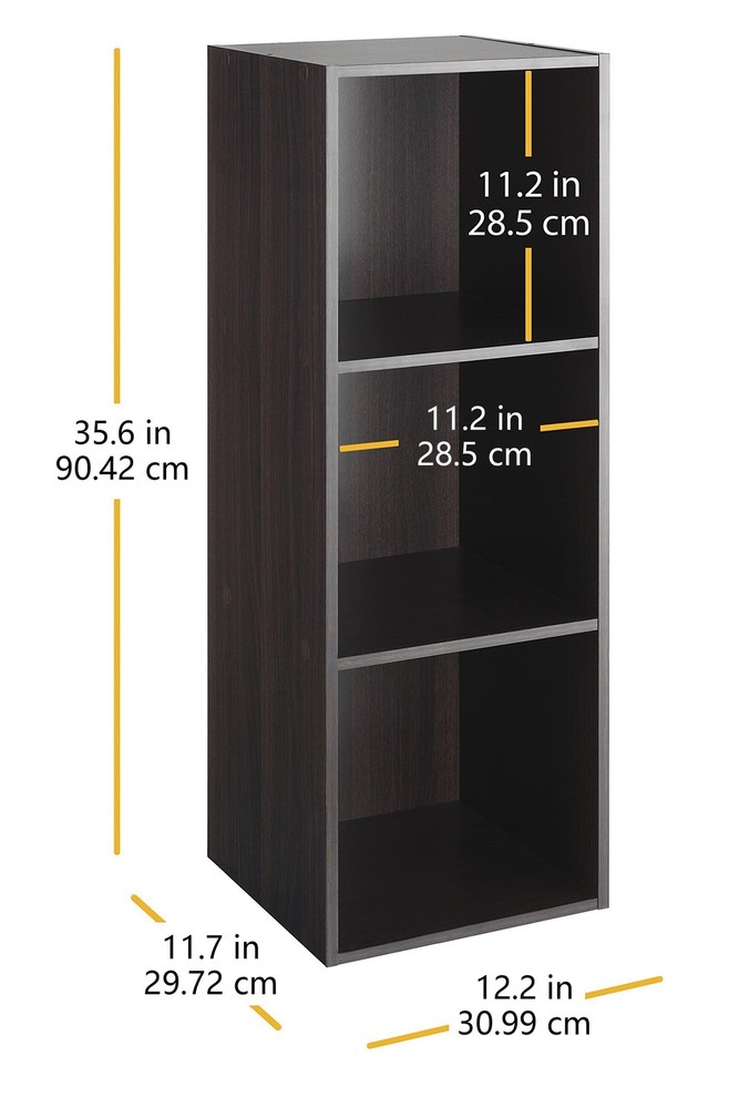 Whitmor 3 Cube Storage Organizer 3 Tier Stackable MDF Wood Bookcase Open Shelvin