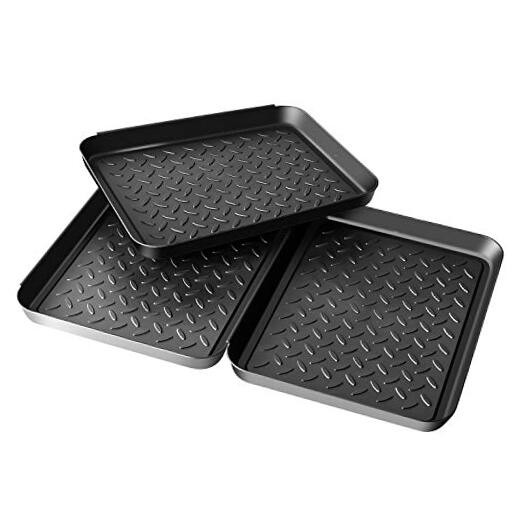 Boot Mat Tray for Floor Protection,3 Pack Shoe Tray,Boot Drying Mat Black