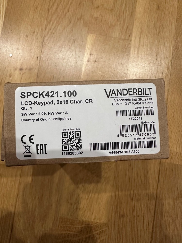 VANDERBILT SPCK421.100 LCD SECURITY ACCESS KEYPAD.2x16 Char,CR