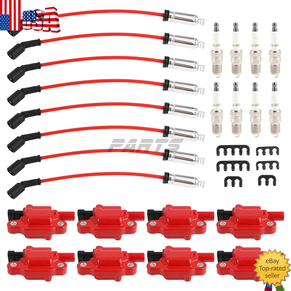 High Performance Ignition Coil & Spark Plug & Wire For Chevy GMC 5.3L 6.2L UF413