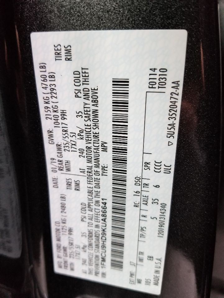 Speedometer MPH Fits 19 ESCAPE 5069938