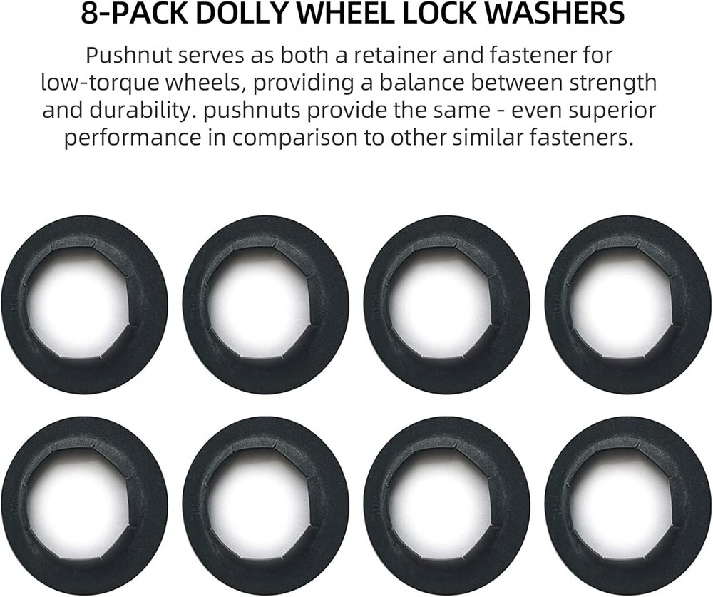 (8-Pack) 3/4" Axle Push Nuts, Dolly Wheel Lock 3/4" (0.75 inch), Black