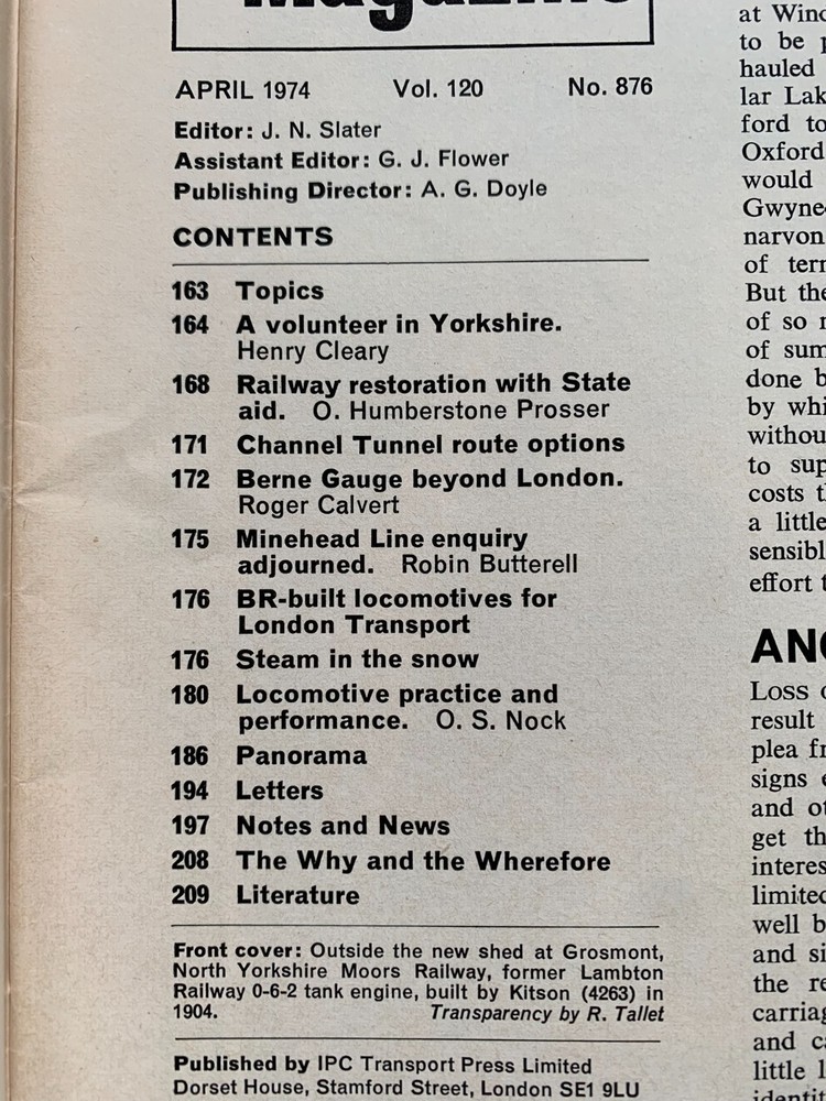 The Railway Magazine - 1974 - 9 issues