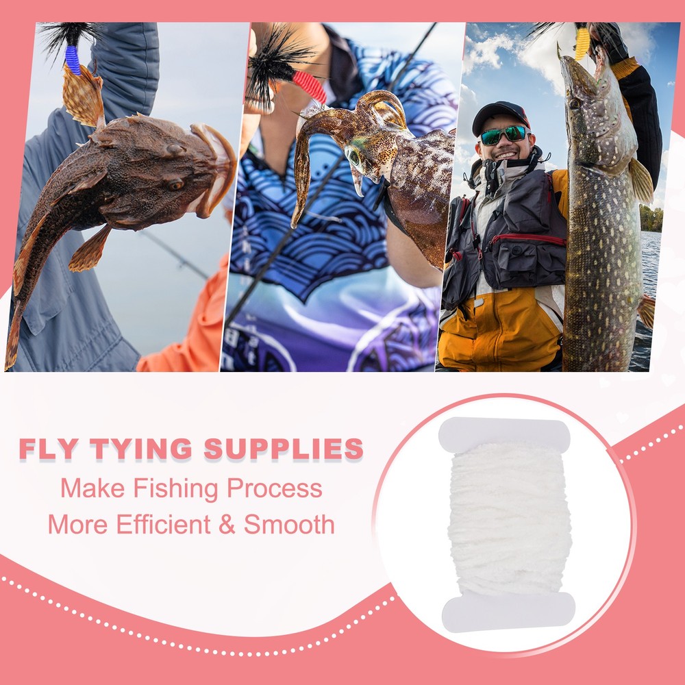 2 Pack Chenille Fly Tying Total 10M Rayon Chenille Fly Tying Materials White