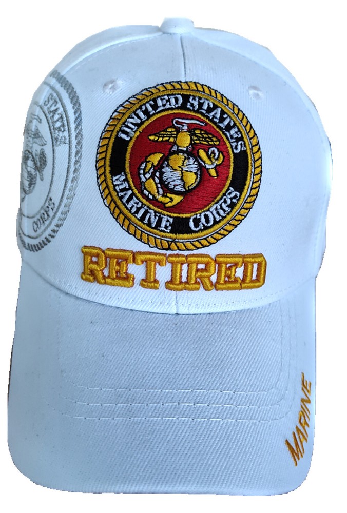 U.S. Marine Retired, Emblem, Emblem on side, white