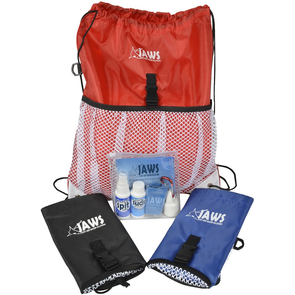 JAWS QuickPACK Drawstring Organizing Backpack with SwimPack Aquatic Care Kit