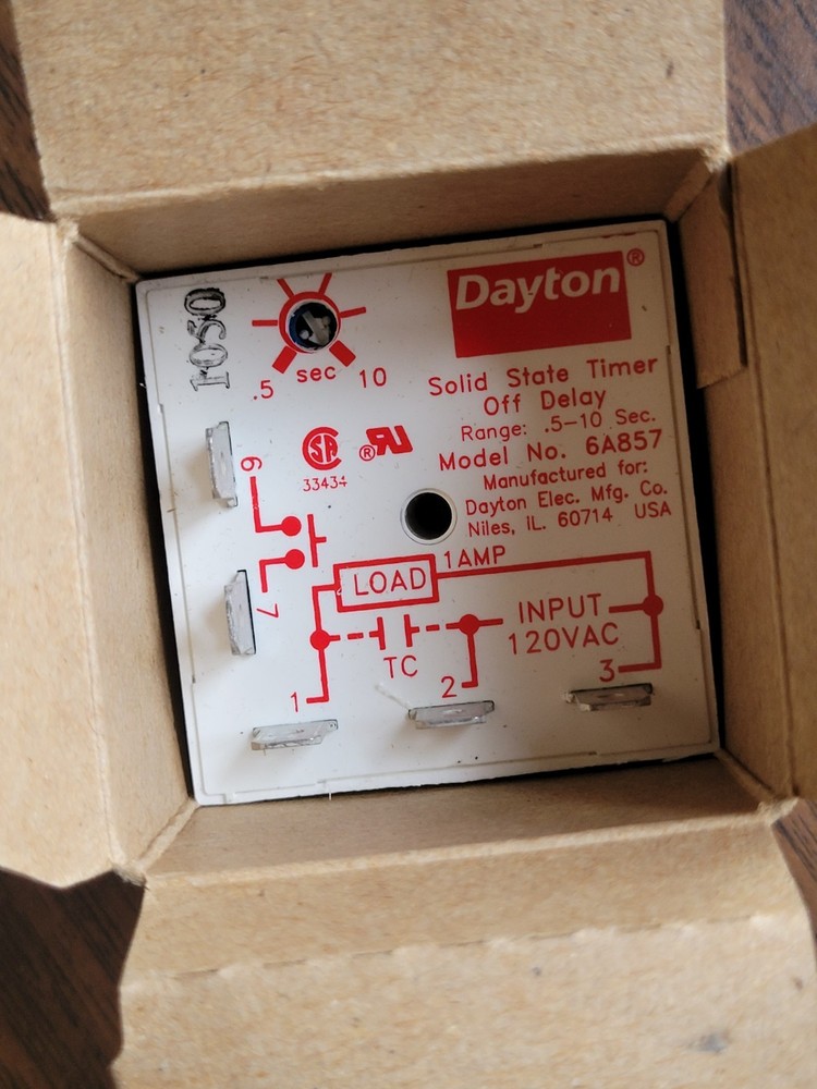 Dayton 6A857 Encapsulated Timer Relay, 1A, Solid State, Pins: 2