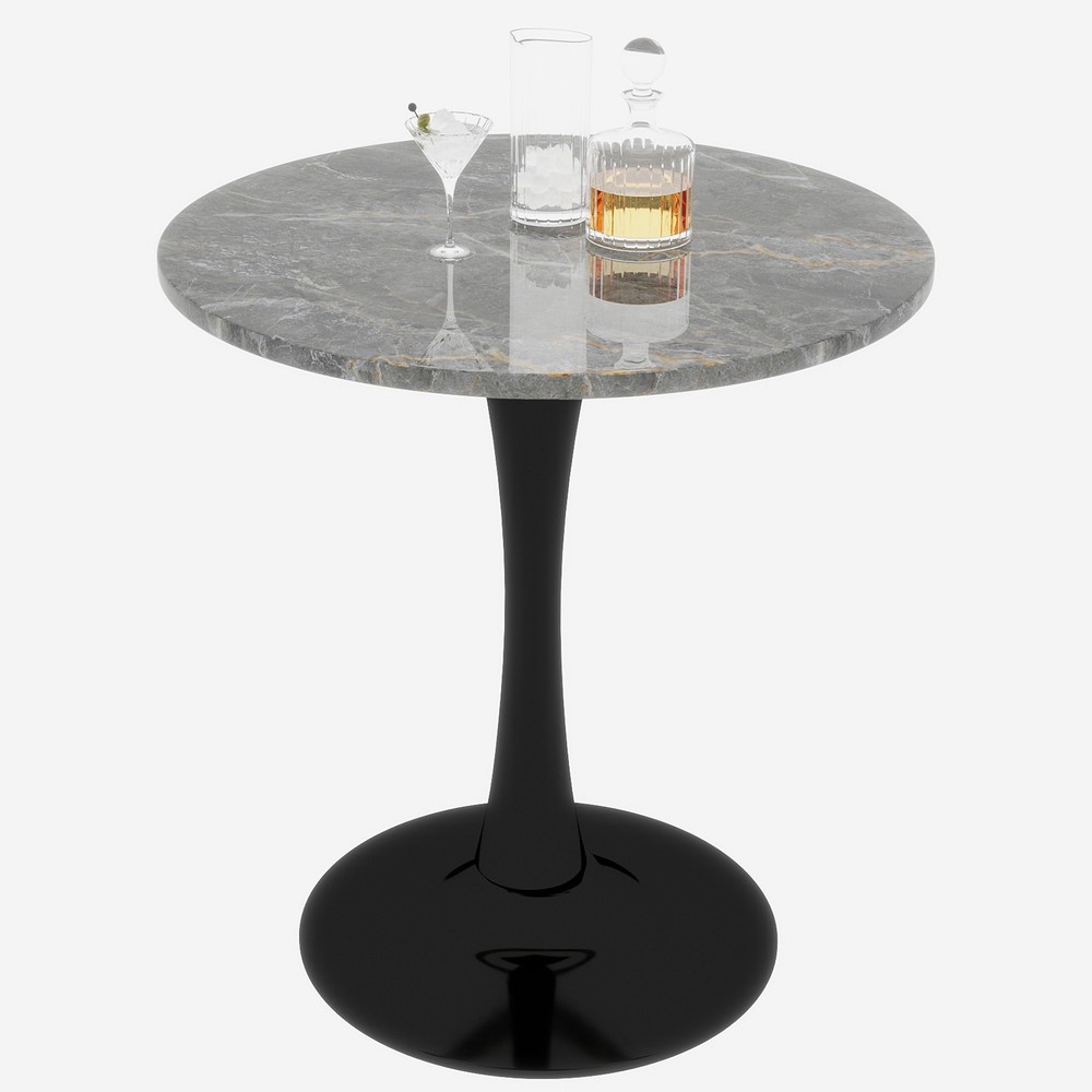 27.6-inch black coffee table, mid-century modern style dining table, accommoda