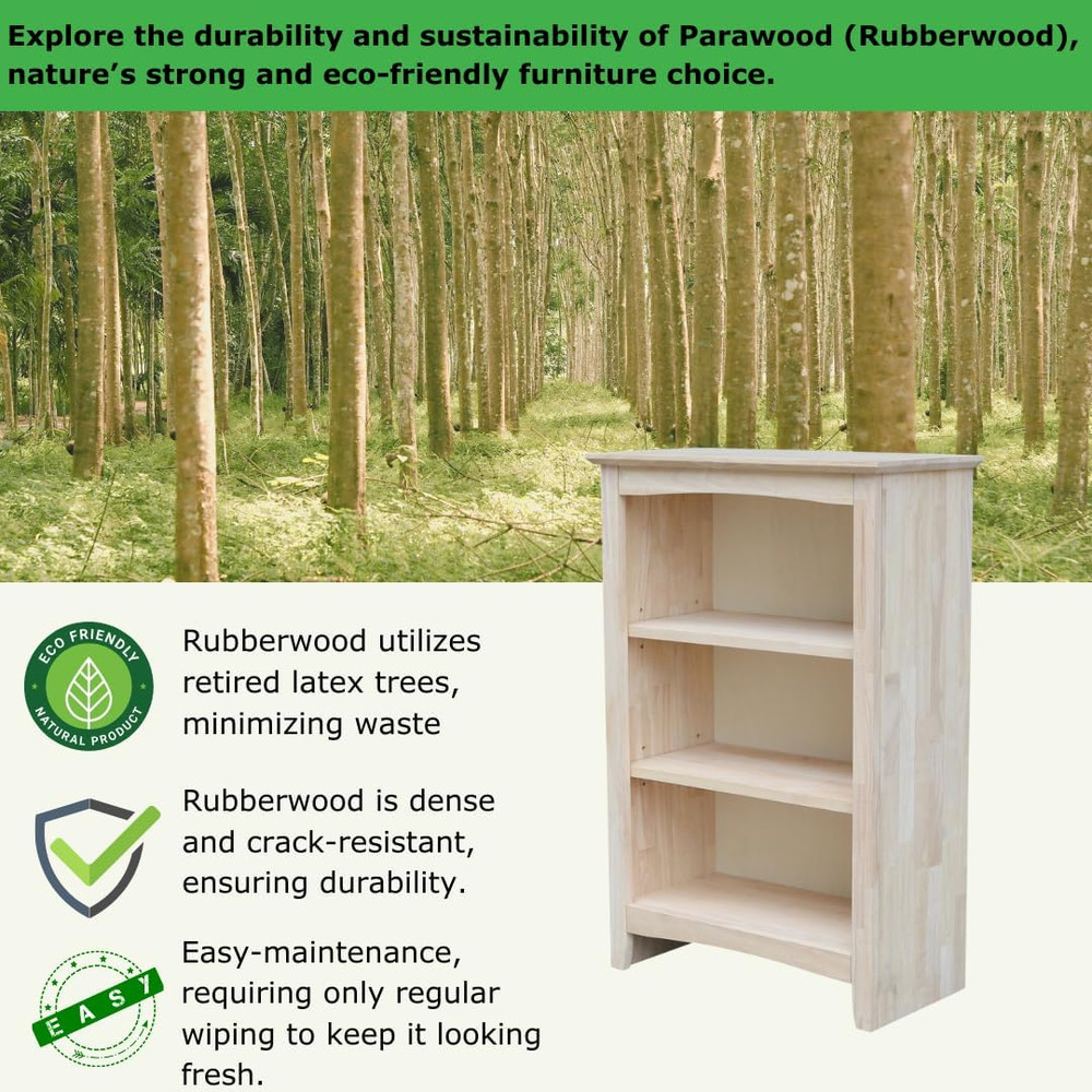 Shaker Bookcase, 36-Inch Height, Durable Solid Wood Construction, Versatile Stor