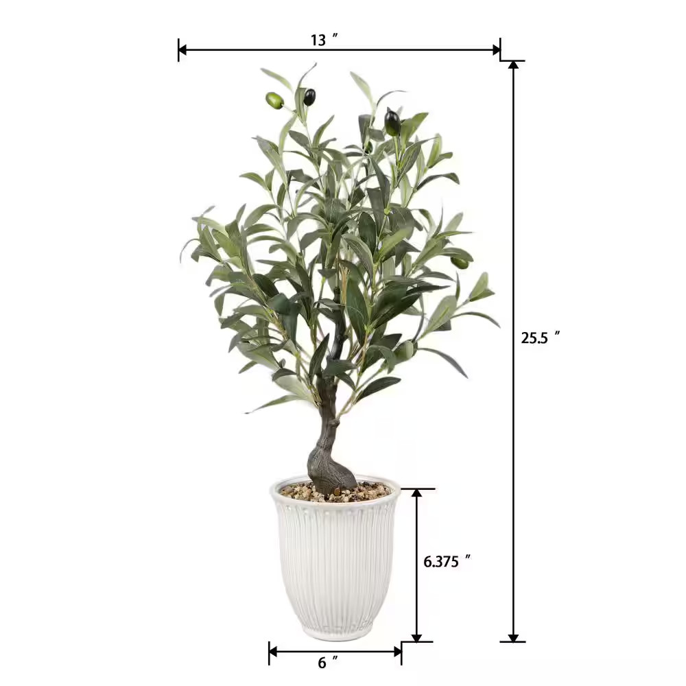25.5" Artificial Olive Tree in 6" TEXTURE CERAMIC 6*6*6.25