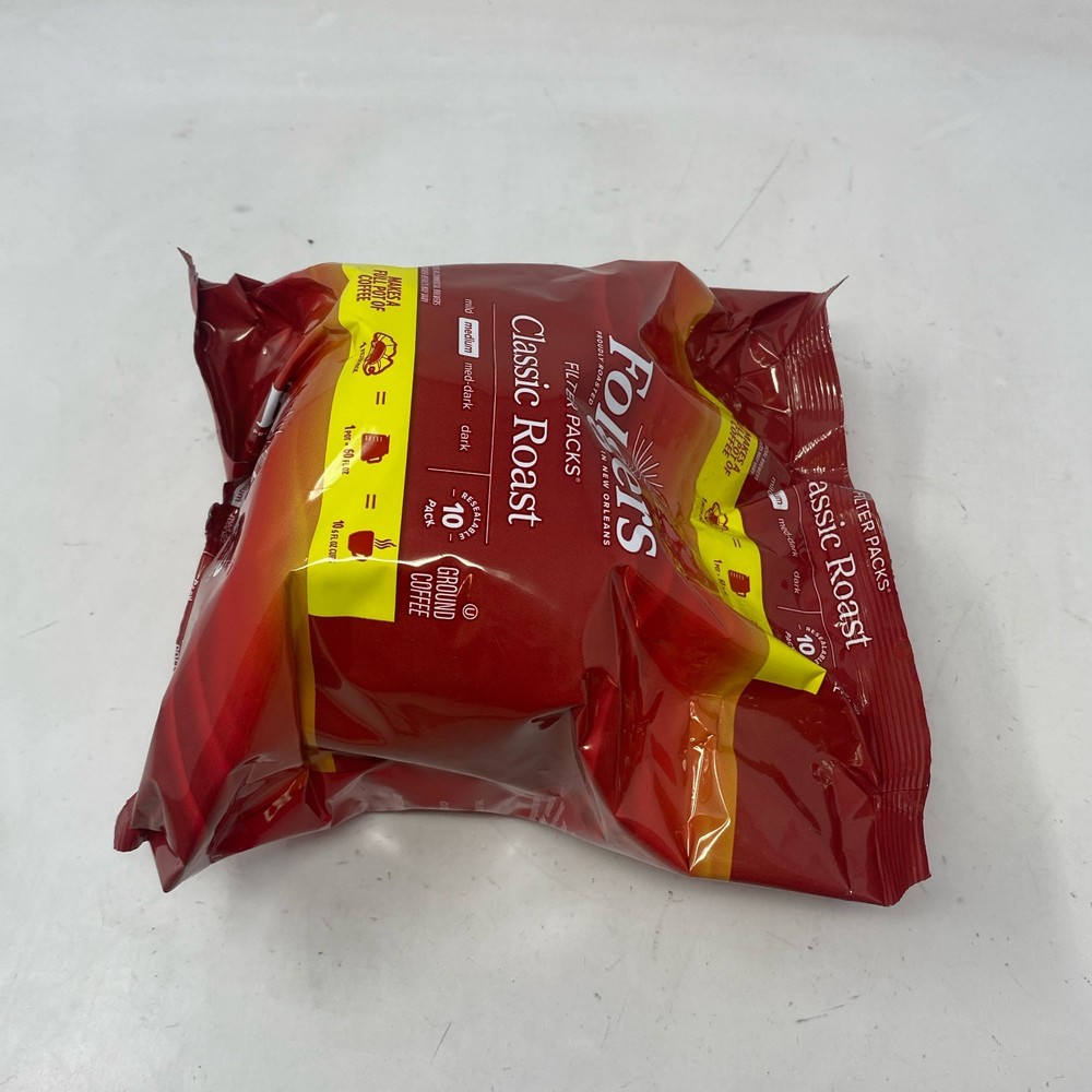 Folgers Classic Roast Filter Packs 10ct (0.9oz ea) Medium, Red