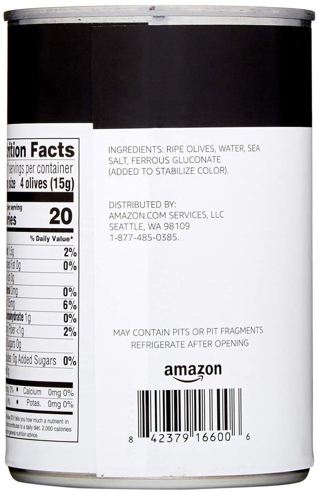 Amazon Grocery, Pitted Ripe Olives, Large(Previously Amazon Fresh, Packaging May