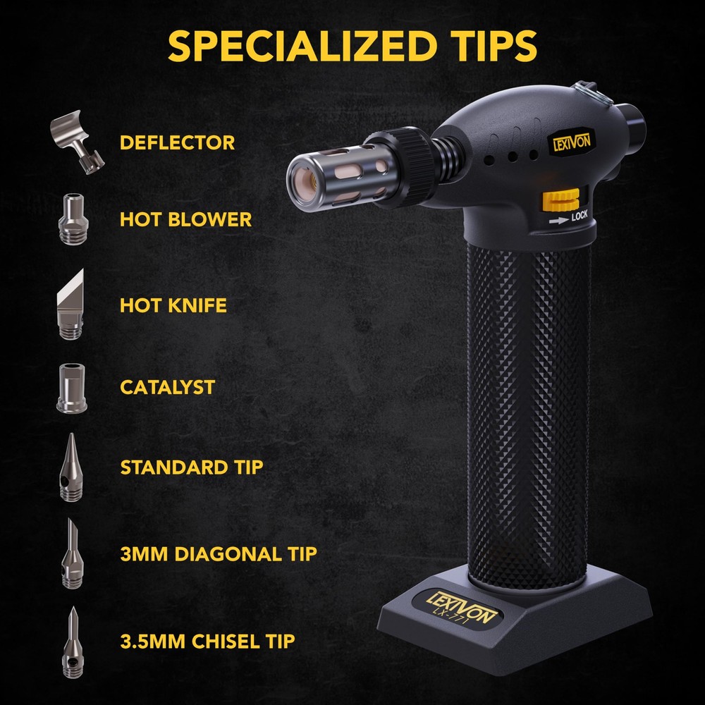 LEXIVON Butane Torch Multi-Function Kit Premium Self-Igniting Soldering Station